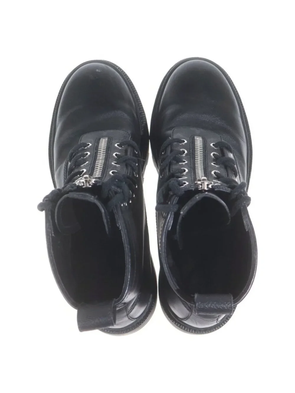 Louis Vuitton Ankle Combat Boots Long Leather Monogram Black